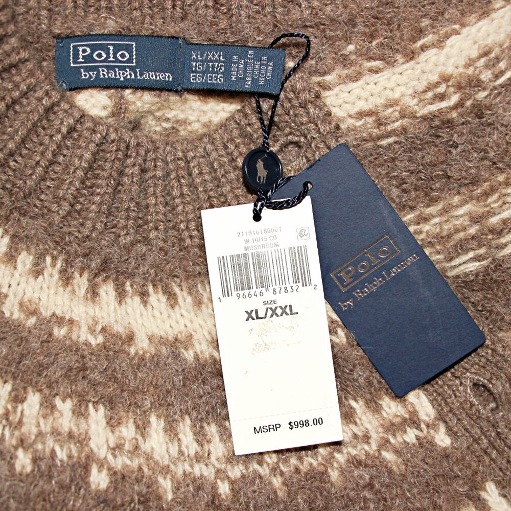 Polo Ralph Lauren Fair Isle Yoke Alpaca Wool Belted Cape Cardigan sz XL/XXL $998 - Picture 14 of 16